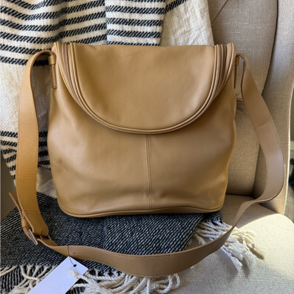 Maxx New York Camel Tan Leather Shoulder Bag